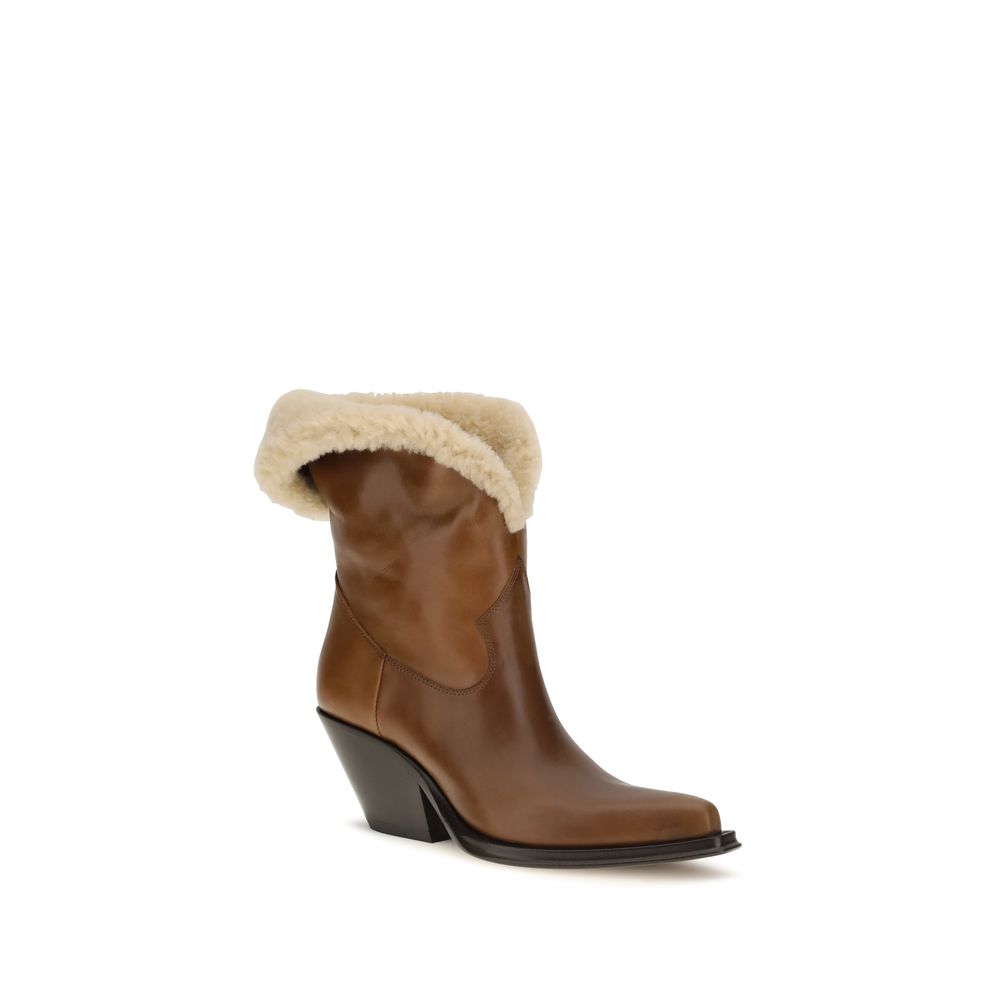 Braune Ankle Boots aus Kalbsleder Bos Taurus