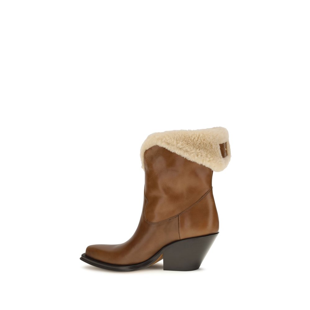 Braune Ankle Boots aus Kalbsleder Bos Taurus