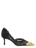 Schwarze Tencel Pumps mit mittlerem Absatz