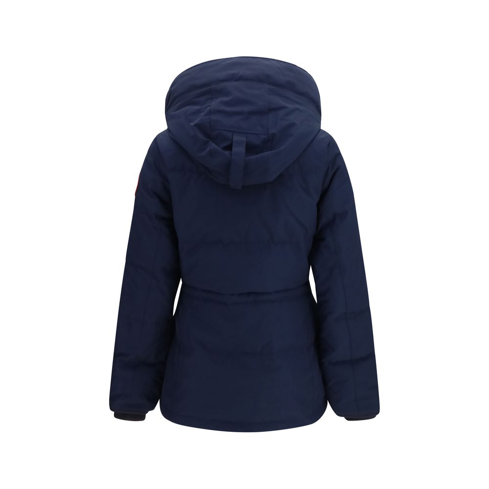 Blaue Polyester-Jacke in voller Länge