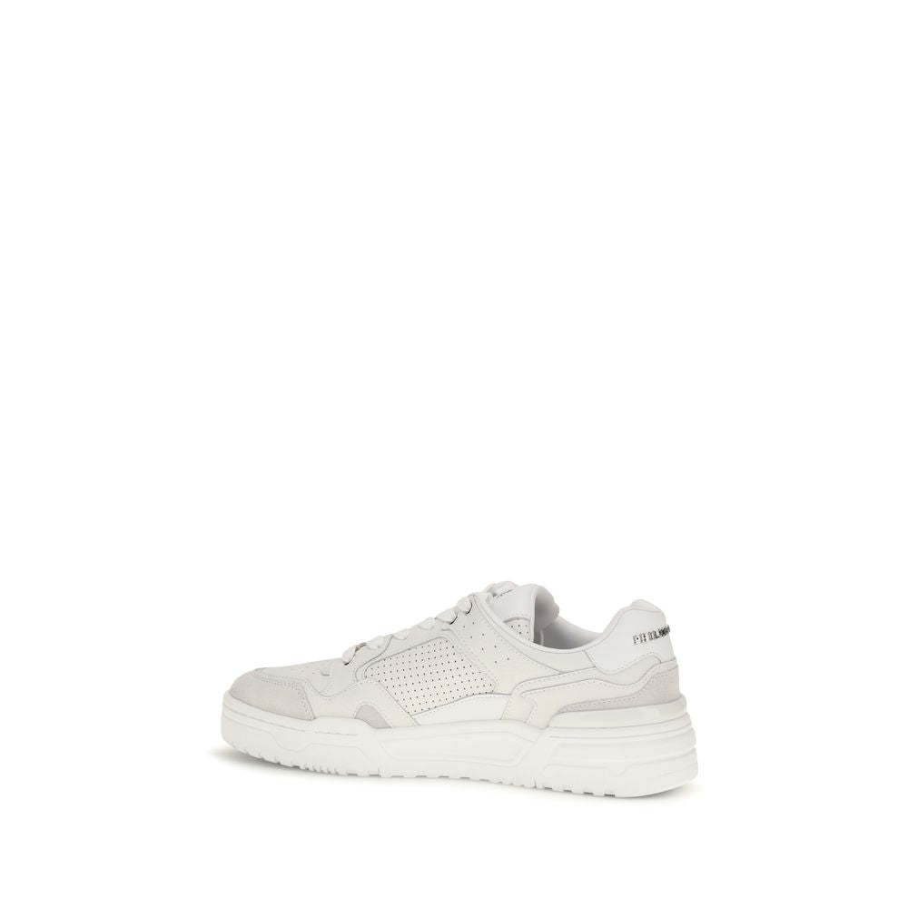 Weiße Low-Top-Sneaker aus Polyester
