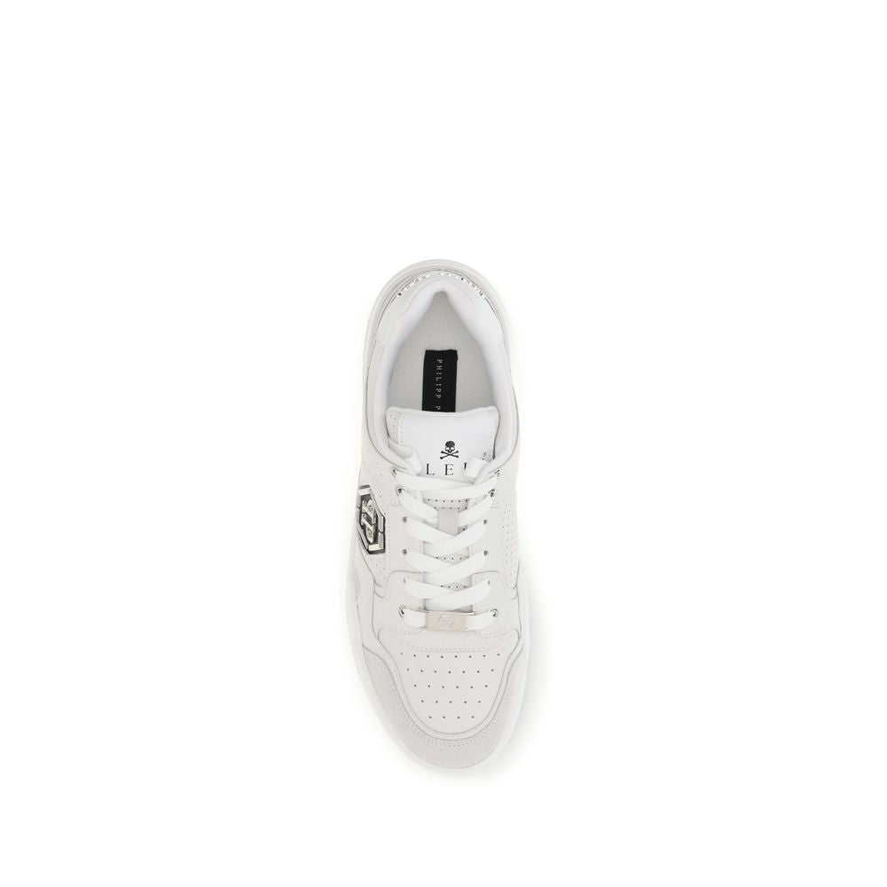 Weiße Low-Top-Sneaker aus Polyester