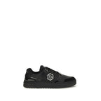 Schwarze Low-Top-Sneaker aus Polyester