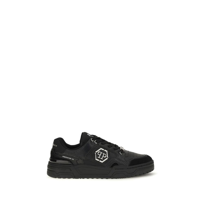 Schwarze Low-Top-Sneaker aus Polyester