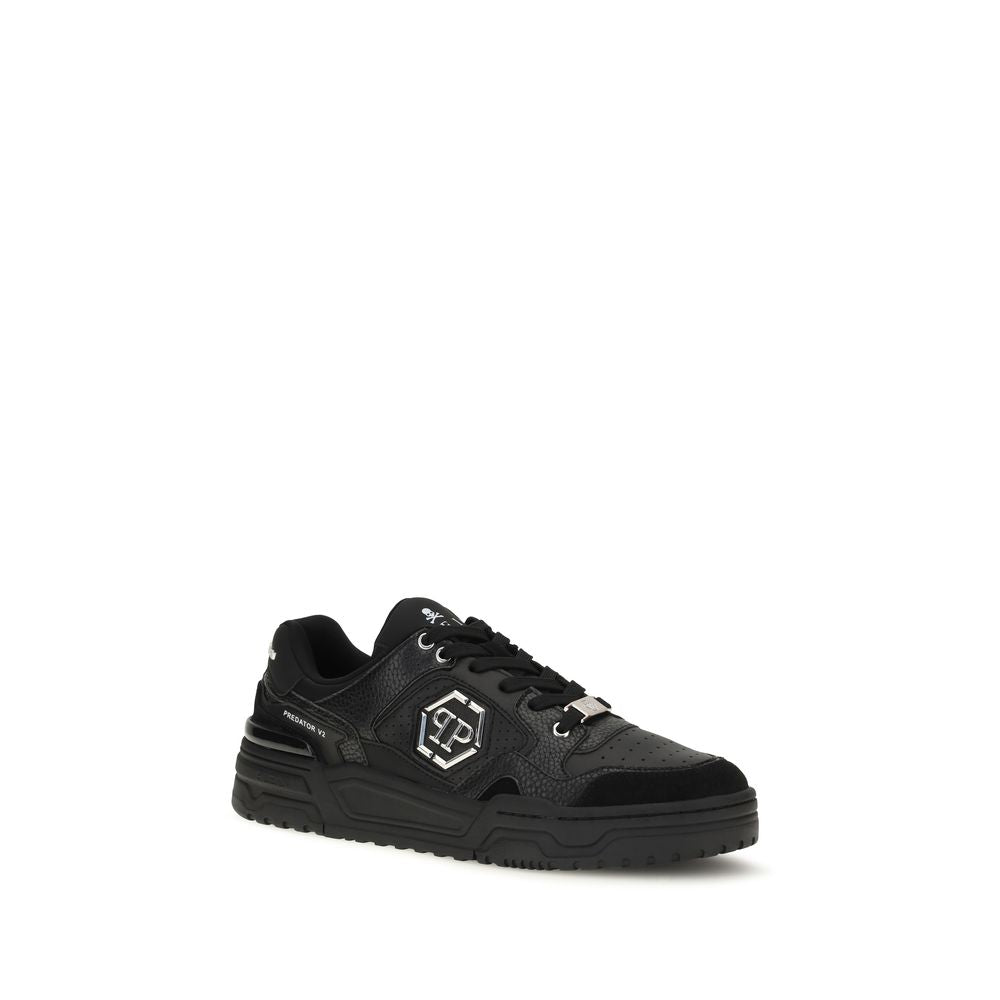 Schwarze Low-Top-Sneaker aus Polyester