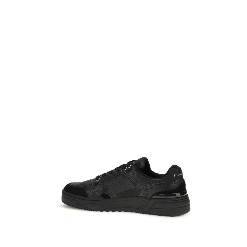 Schwarze Low-Top-Sneaker aus Polyester