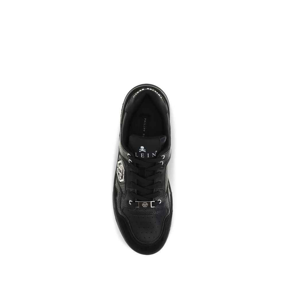 Schwarze Low-Top-Sneaker aus Polyester