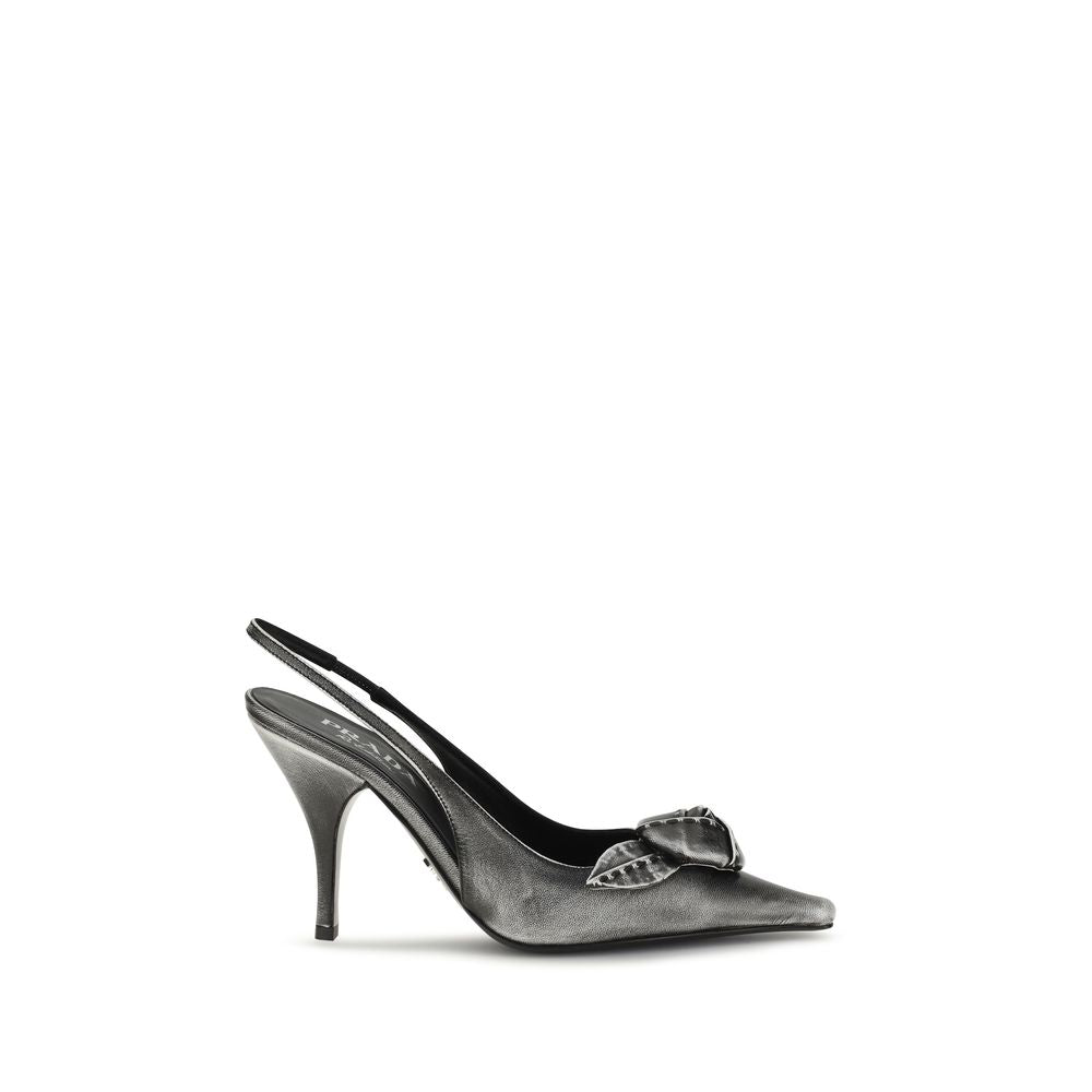 Graue Ziegenleder-Pumps mit hohem Absatz