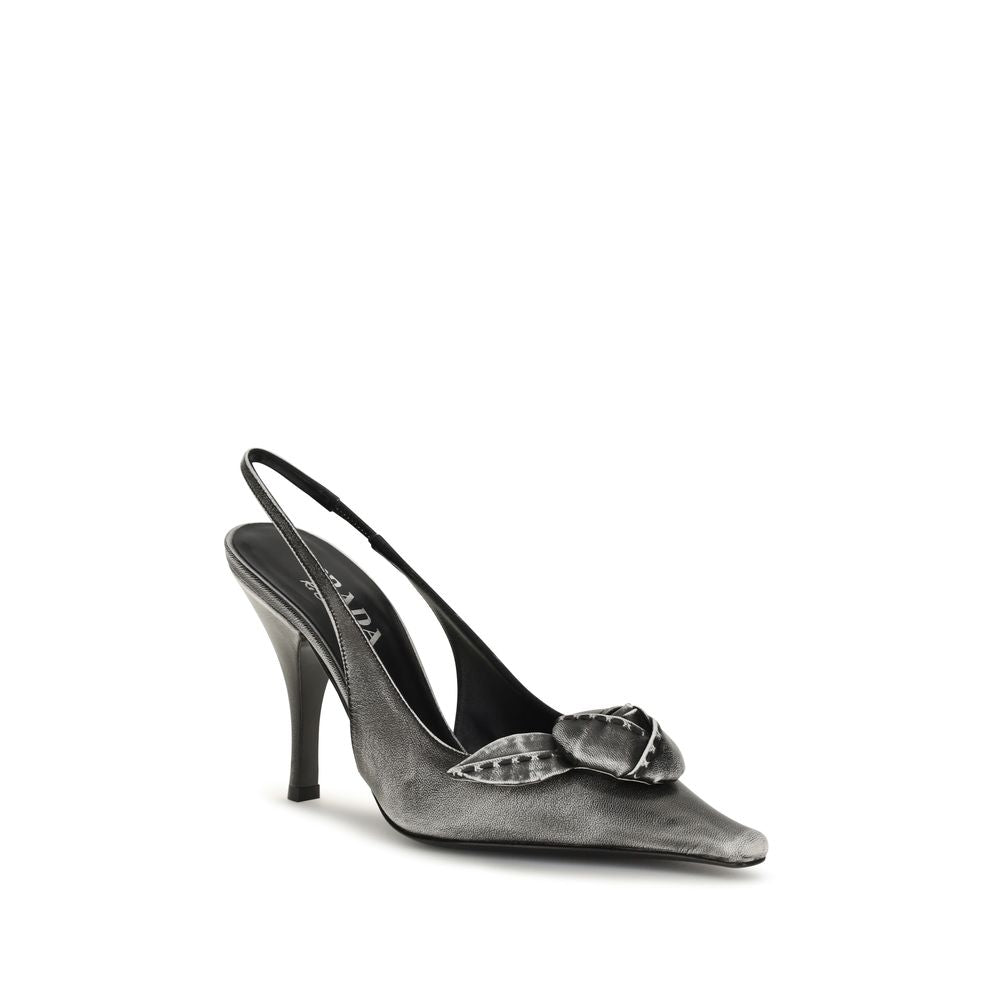 Graue Ziegenleder-Pumps mit hohem Absatz
