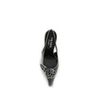 Graue Ziegenleder-Pumps mit hohem Absatz