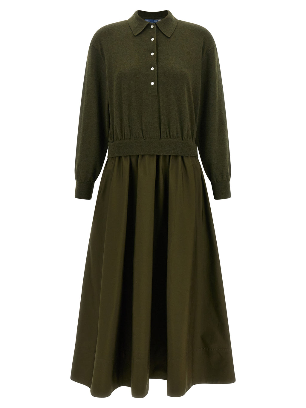 Zweifarbige Woll-Maxikleid