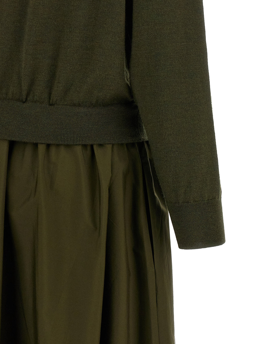Zweifarbige Woll-Maxikleid