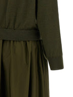 Zweifarbige Woll-Maxikleid