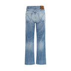 Blaue Bootcut-Jeans aus Baumwolle
