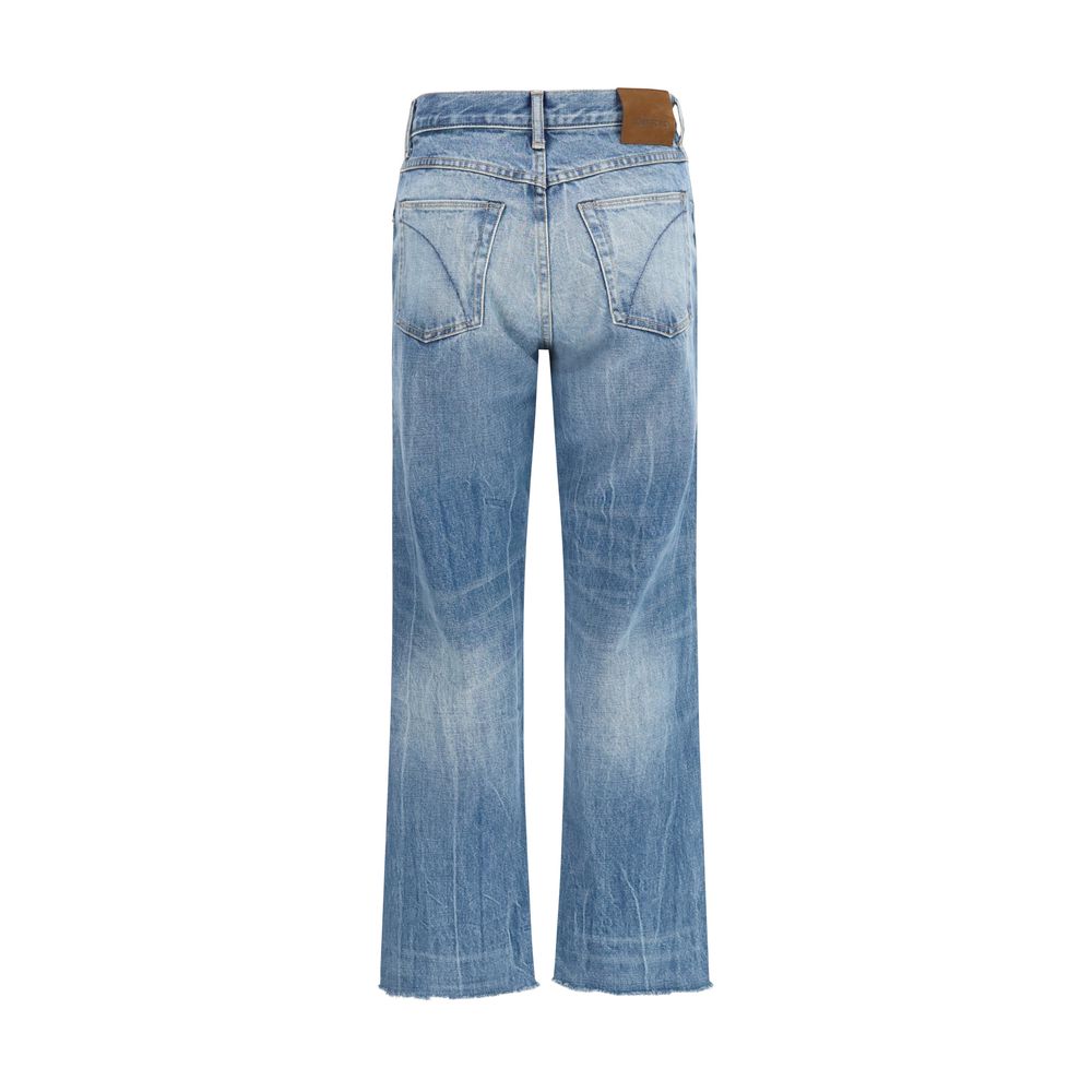 Blaue Bootcut-Jeans aus Baumwolle
