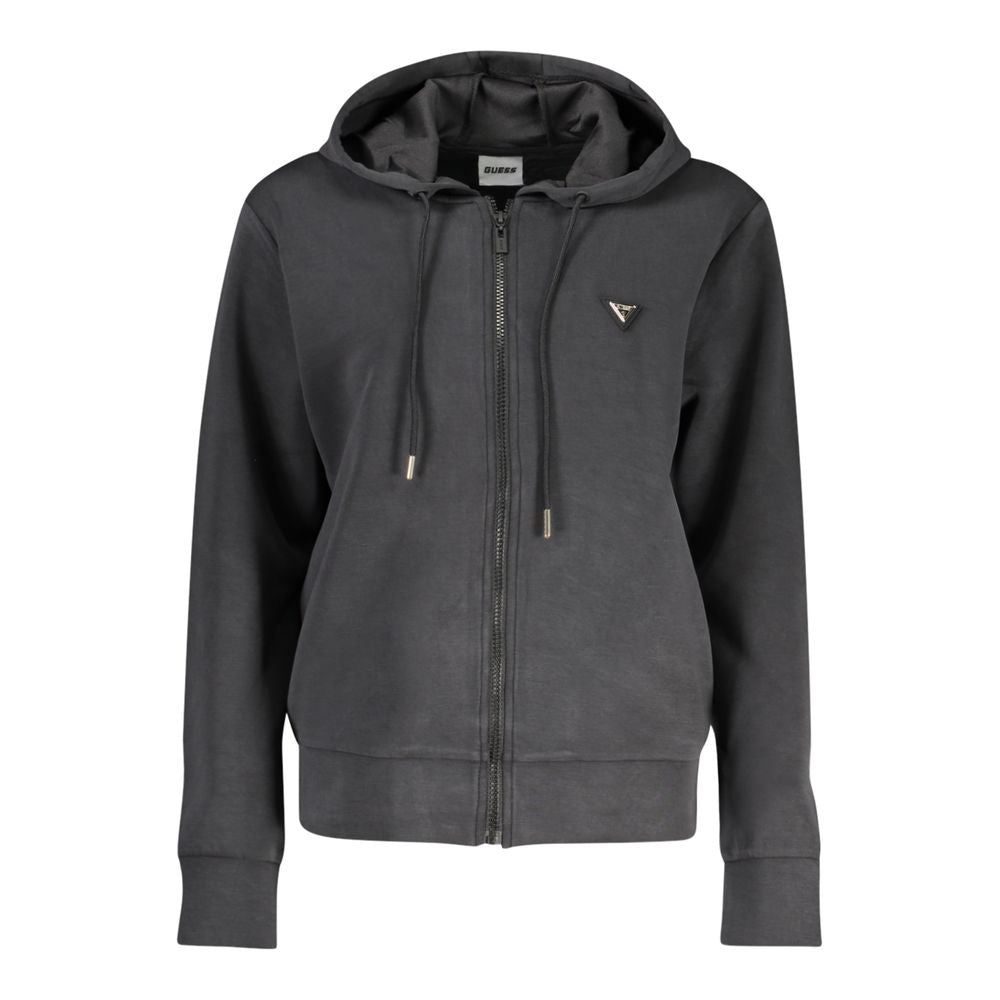 Schwarzer Kapuzenpullover aus Polyester für Damen