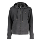 Schwarzer Kapuzenpullover aus Polyester für Damen