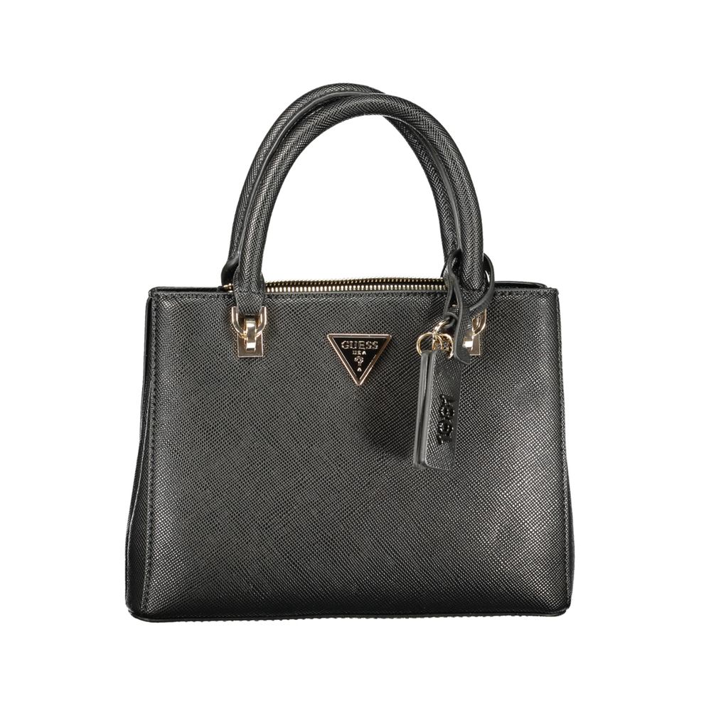 Schwarze Damen-Handtasche aus Polyurethan
