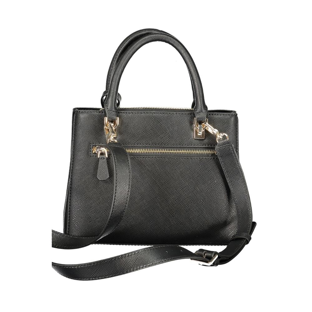 Schwarze Damen-Handtasche aus Polyurethan