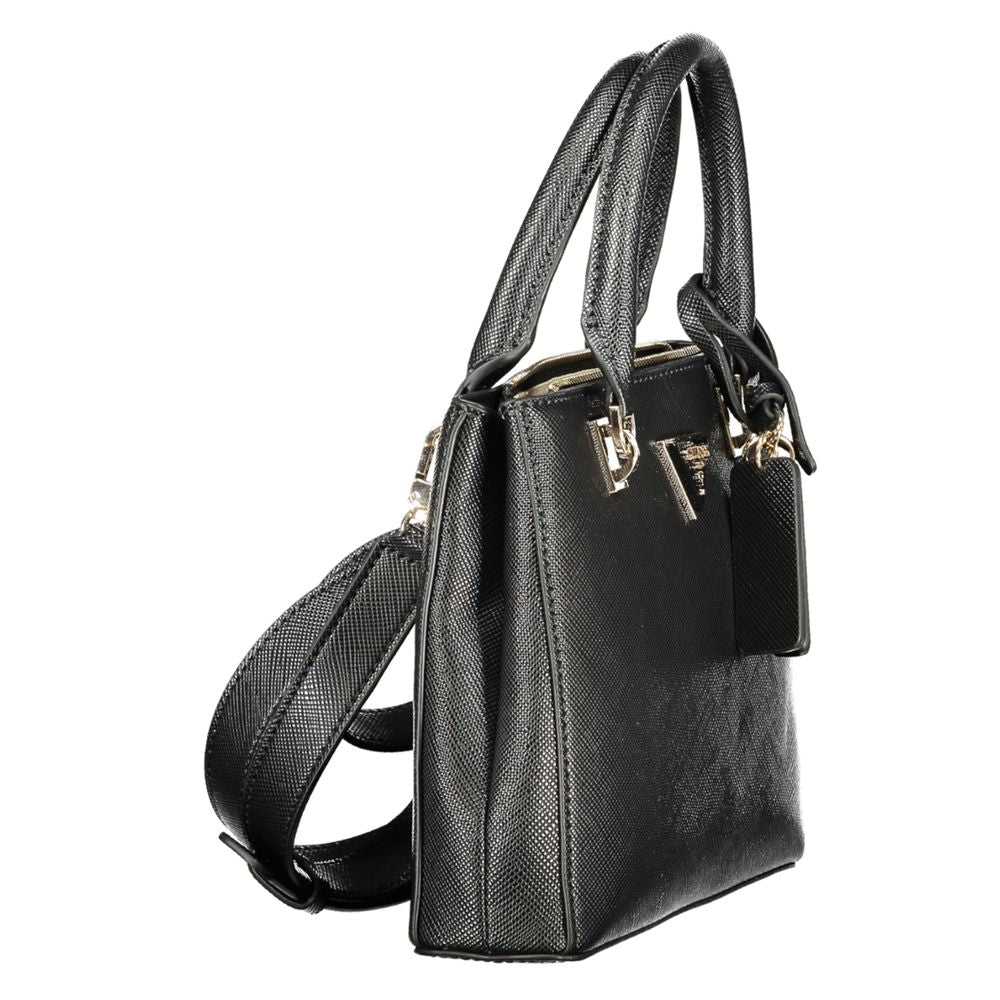 Schwarze Damen-Handtasche aus Polyurethan