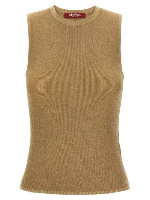 Ärmelloses T-Shirt aus Polyamid in Gold Max Mara