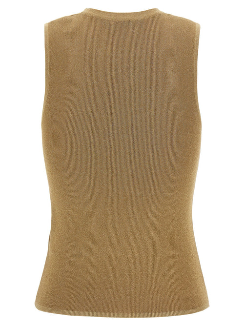 Ärmelloses T-Shirt aus Polyamid in Gold Max Mara