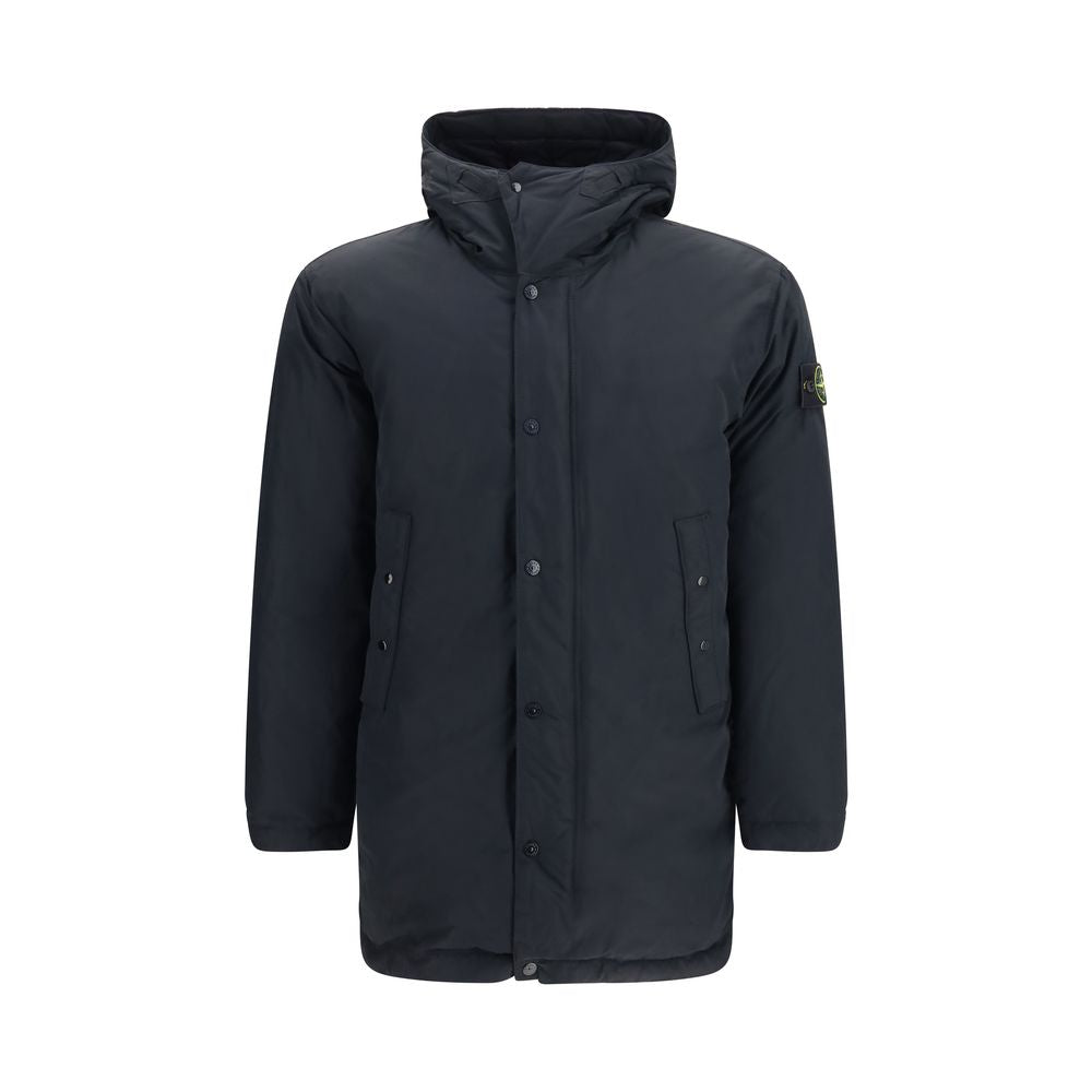 Schwarze Polyester-Jacke in voller Länge