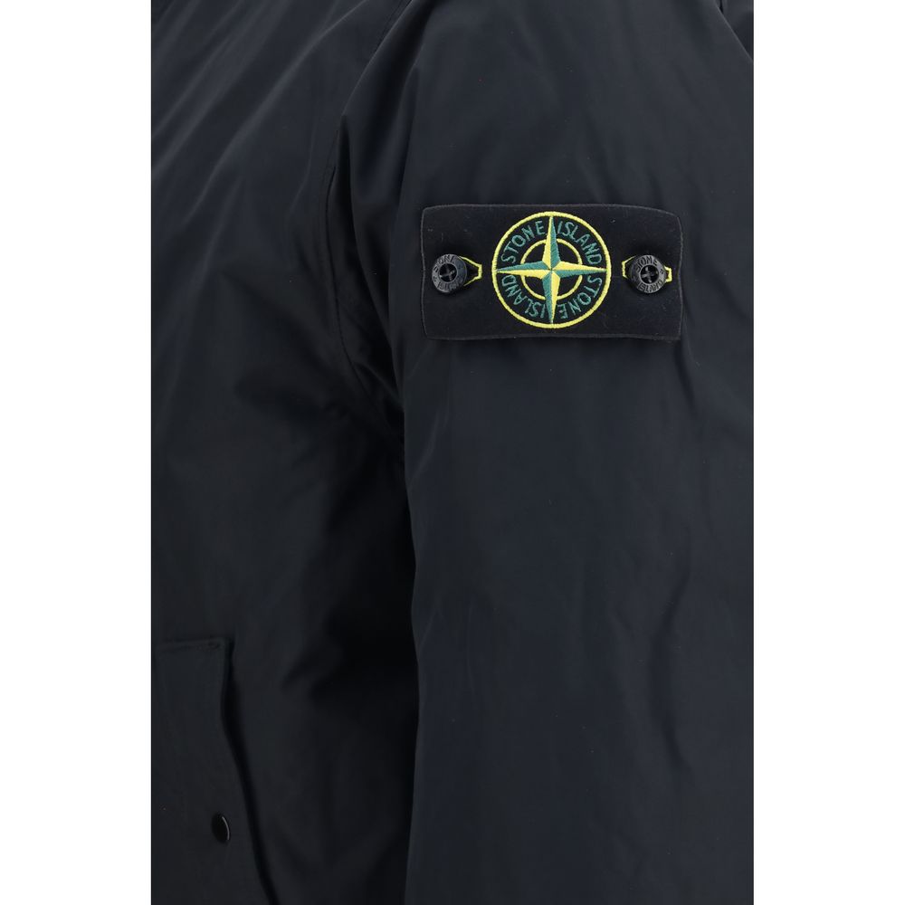 Schwarze Polyester-Jacke in voller Länge