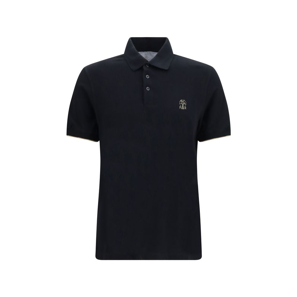 Schwarzes Baumwoll-Poloshirt