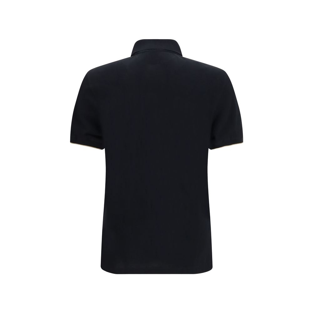 Schwarzes Baumwoll-Poloshirt