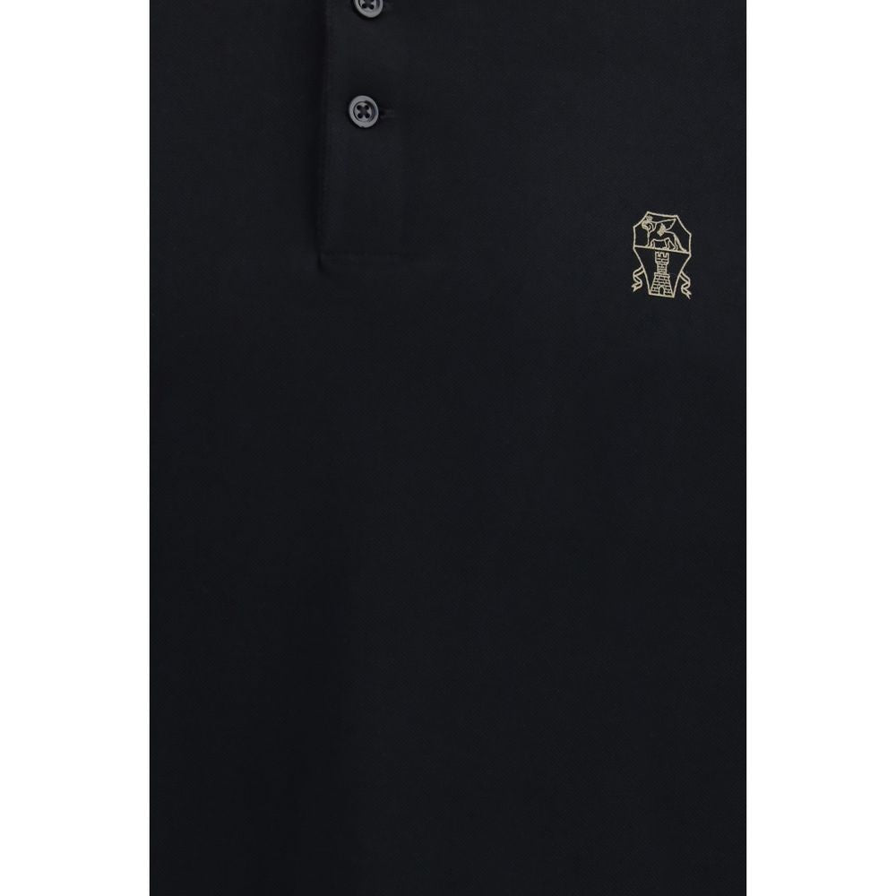 Schwarzes Baumwoll-Poloshirt