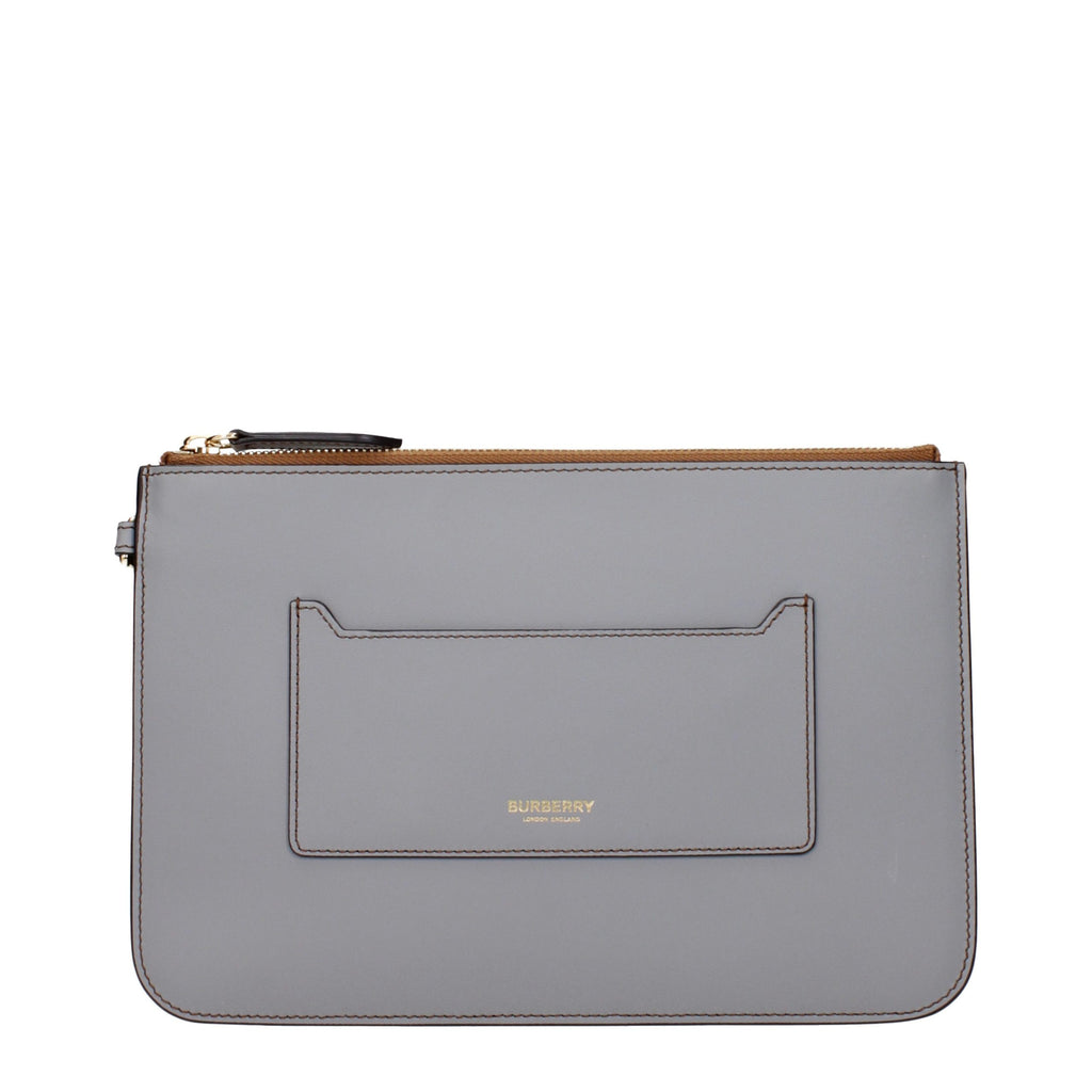 Graue Leder-Clutch