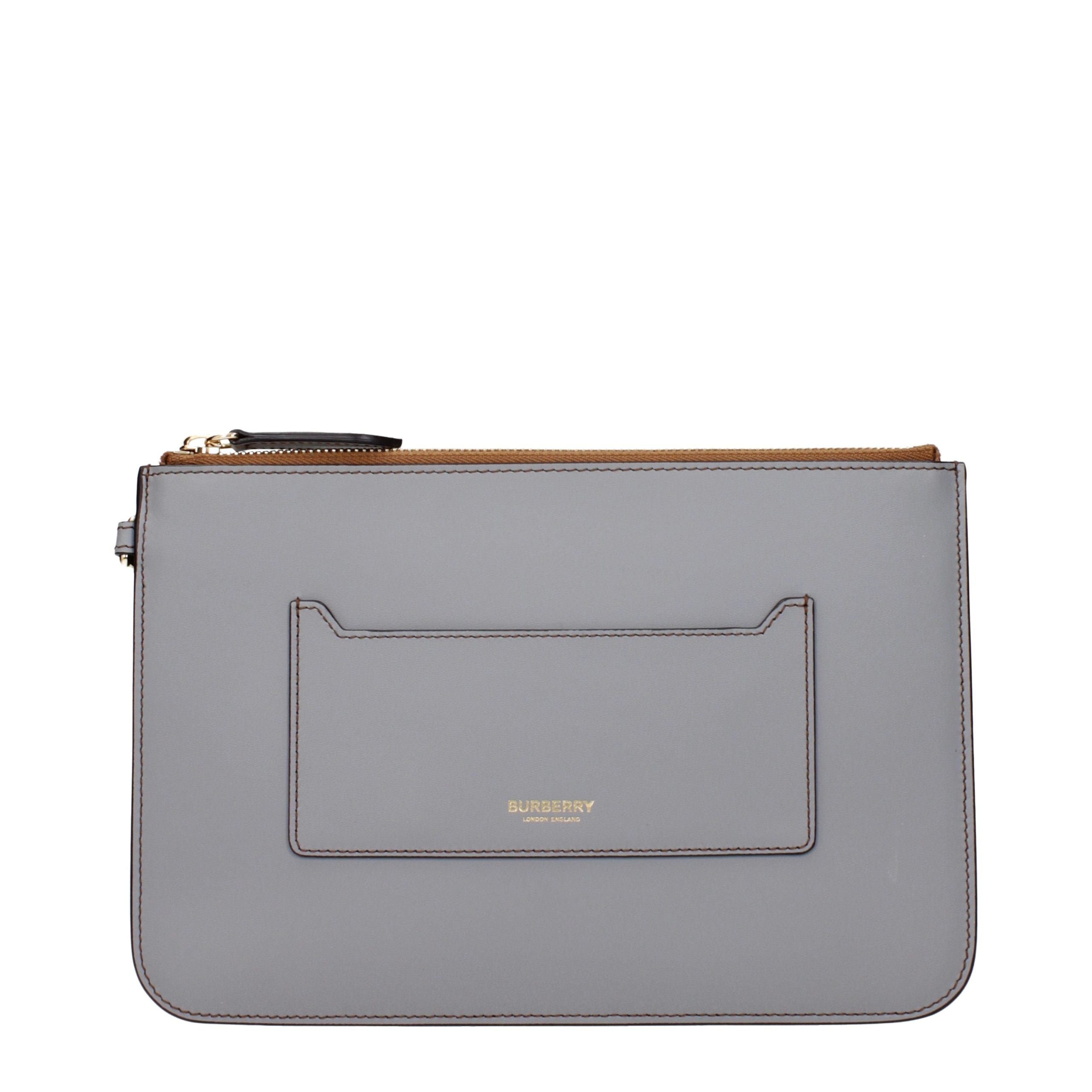 Graue Leder-Clutch