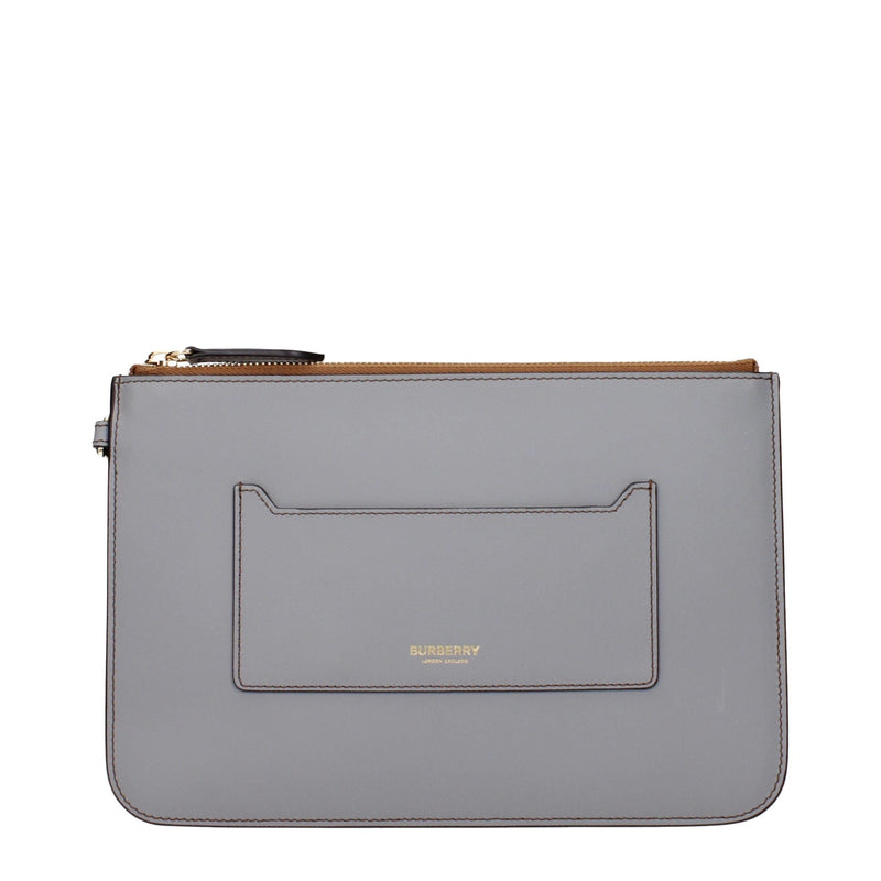 Graue Leder-Clutch Burberry
