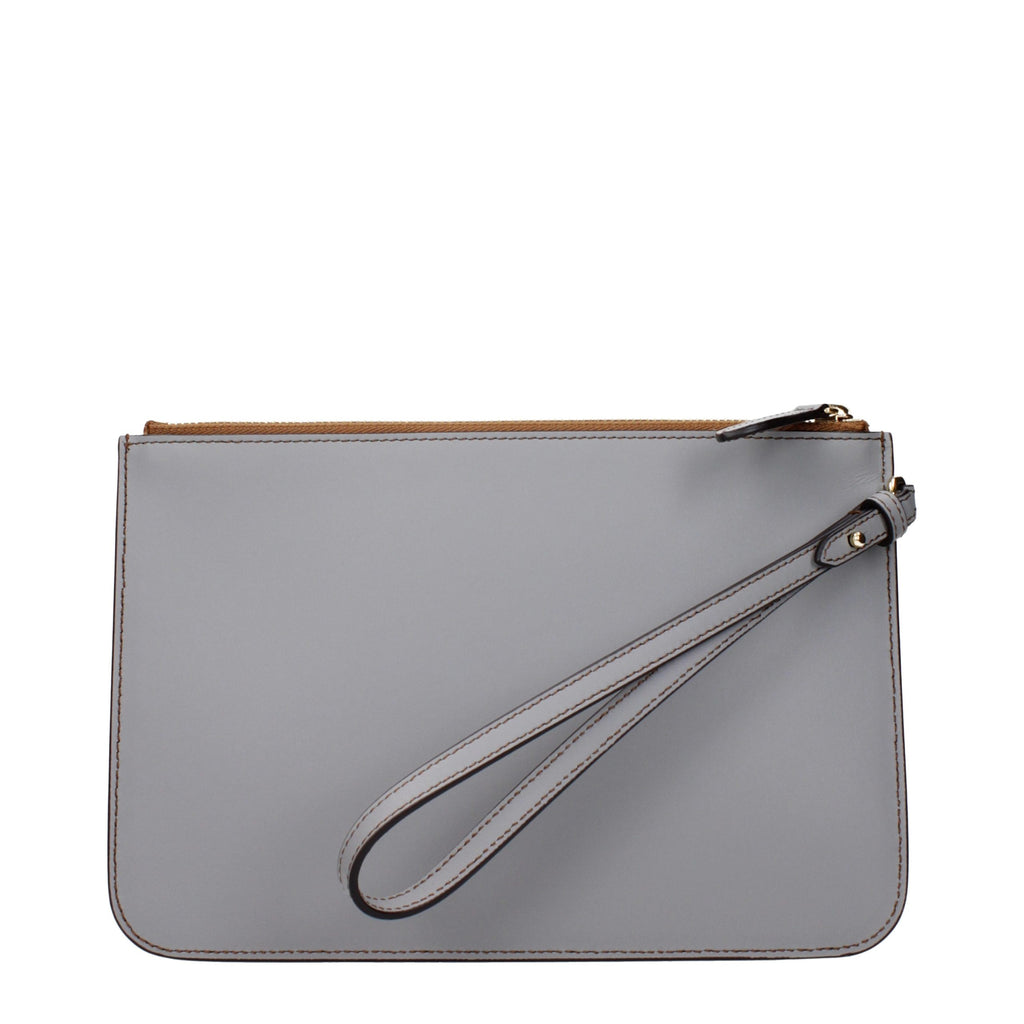 Graue Leder-Clutch