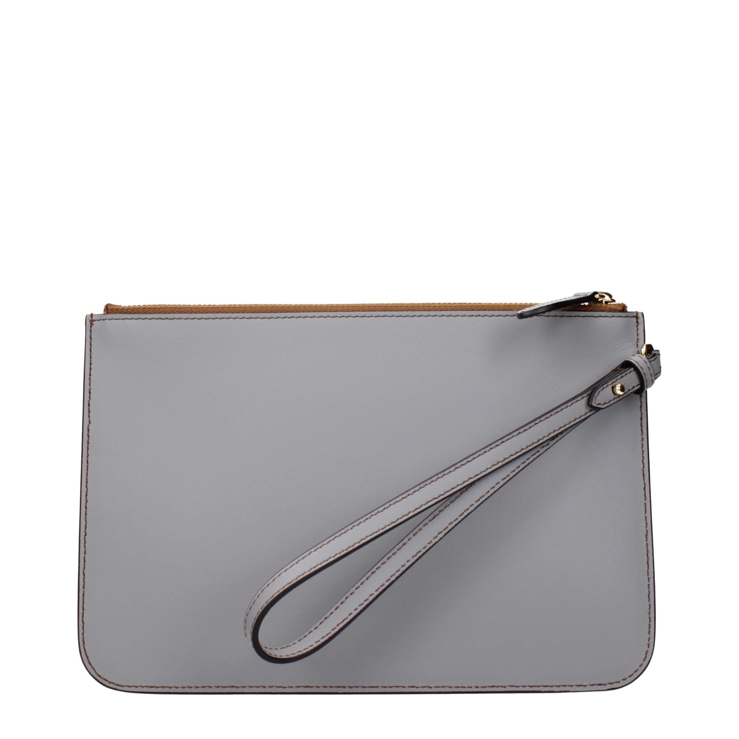 Graue Leder-Clutch