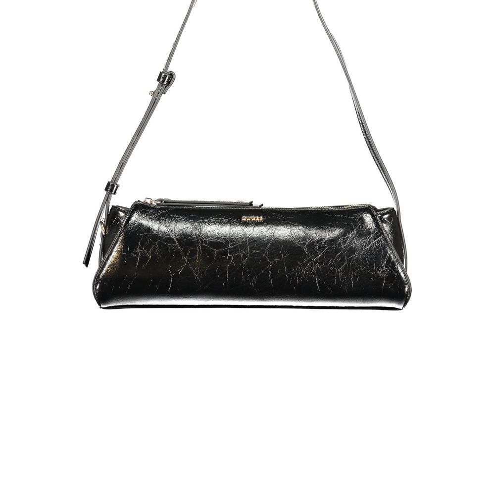 Schwarze Damen-Handtasche aus Polyurethan