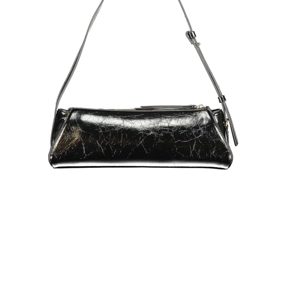 Schwarze Damen-Handtasche aus Polyurethan