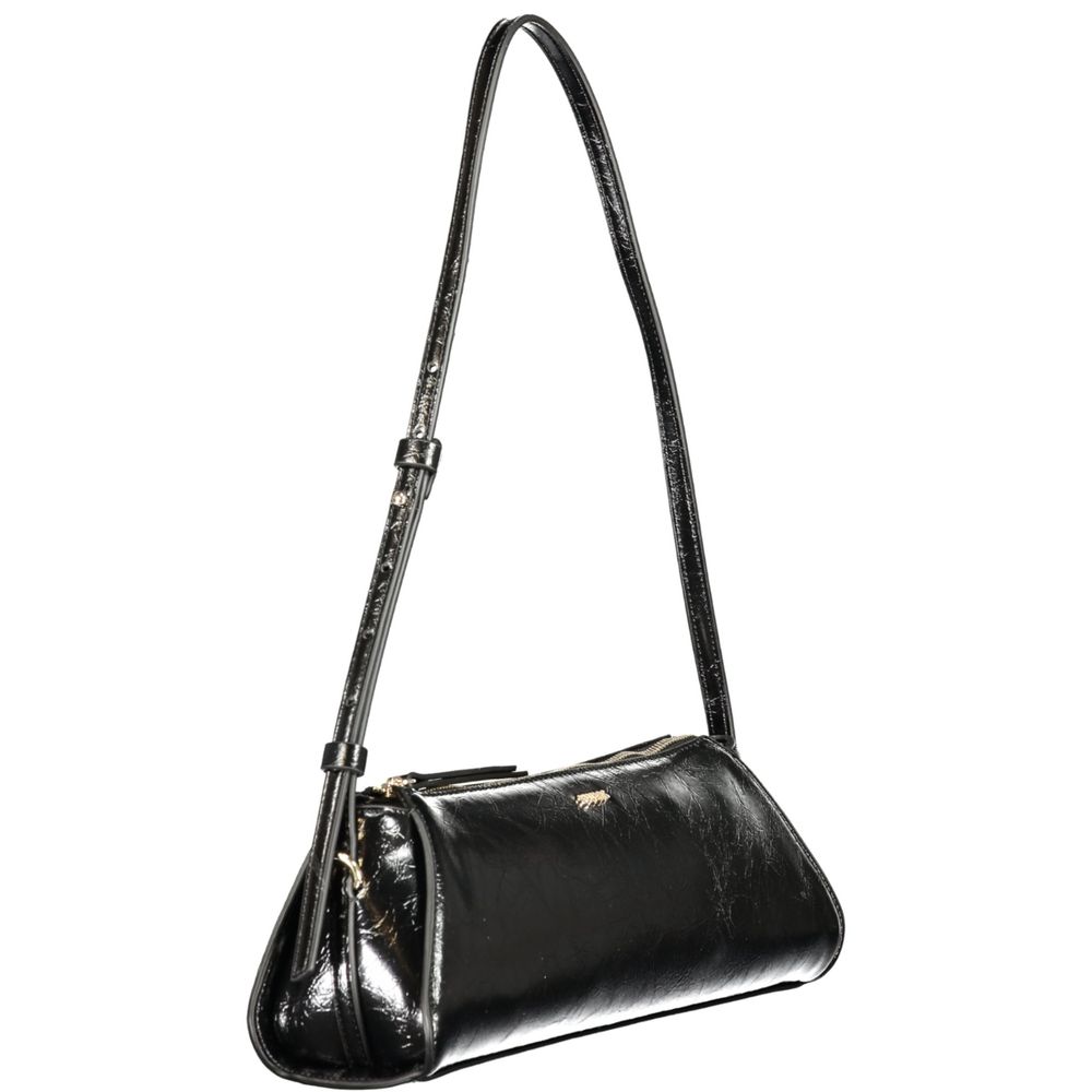 Schwarze Damen-Handtasche aus Polyurethan