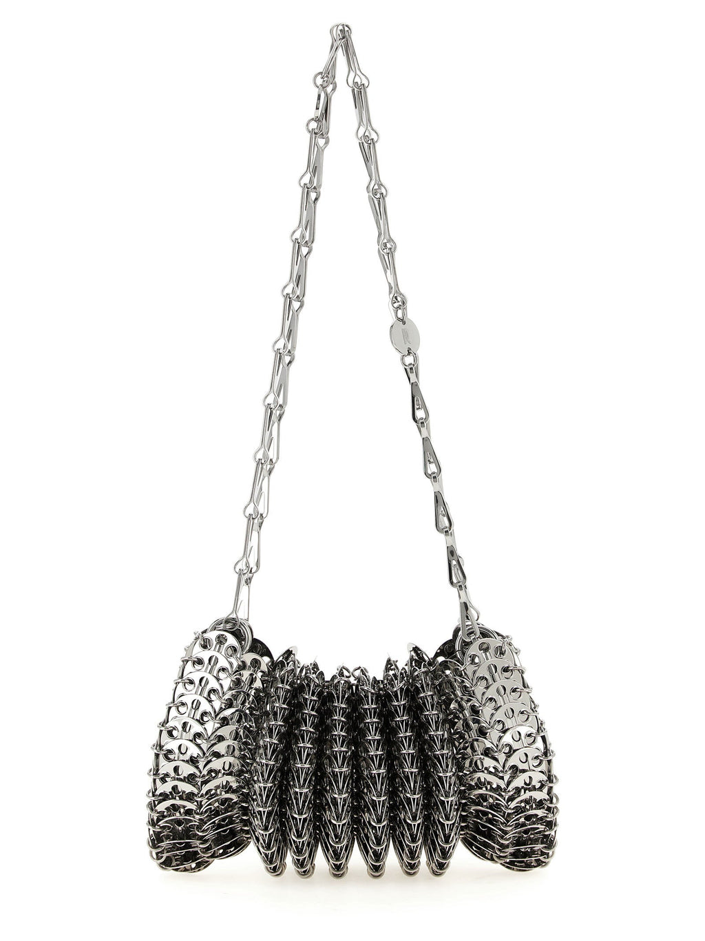 Schultertasche aus silbernem Edelstahl Paco Rabanne