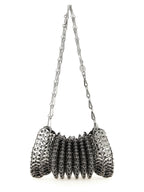 Schultertasche aus silbernem Edelstahl Paco Rabanne