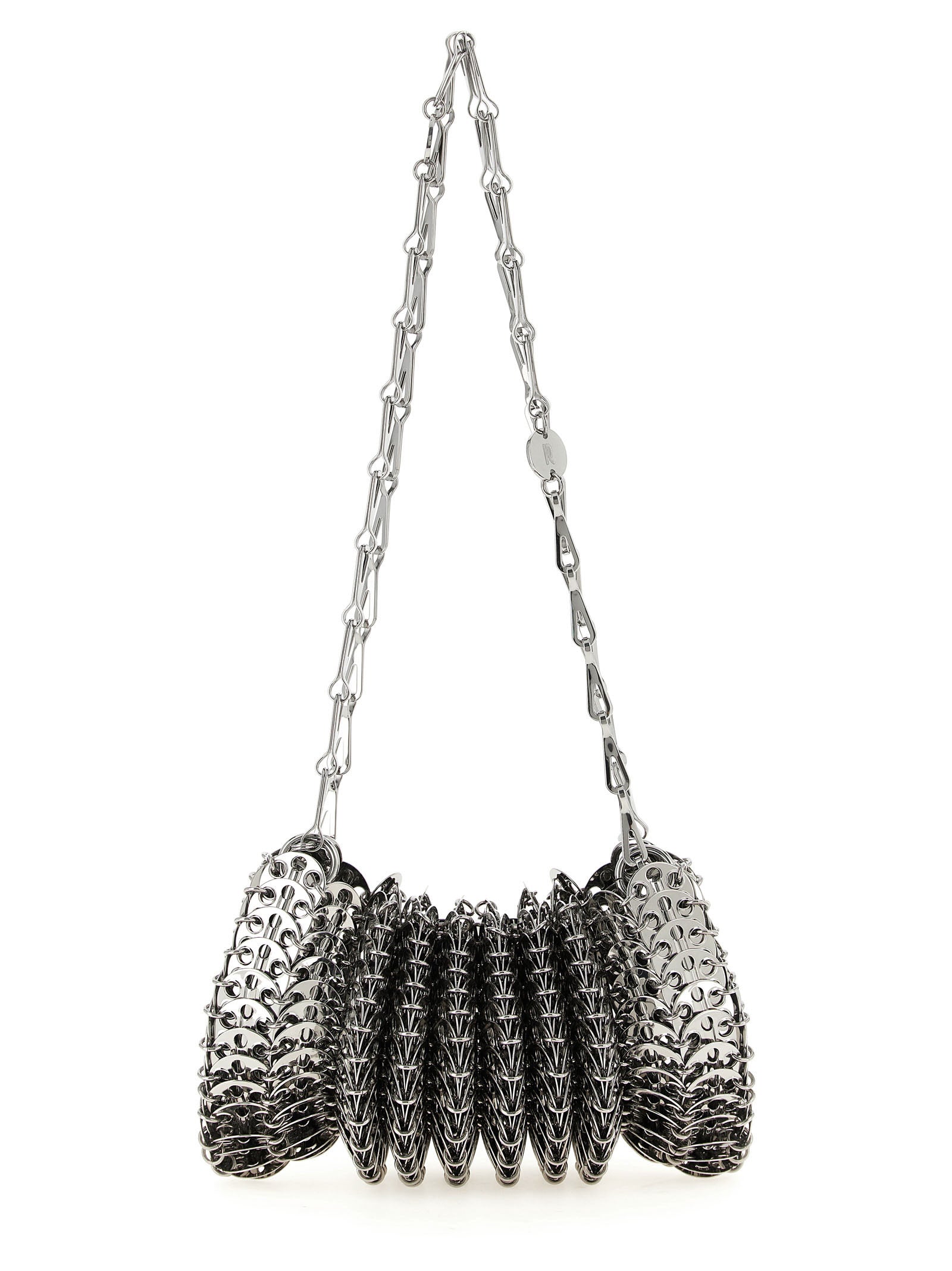 Schultertasche aus silbernem Edelstahl Paco Rabanne