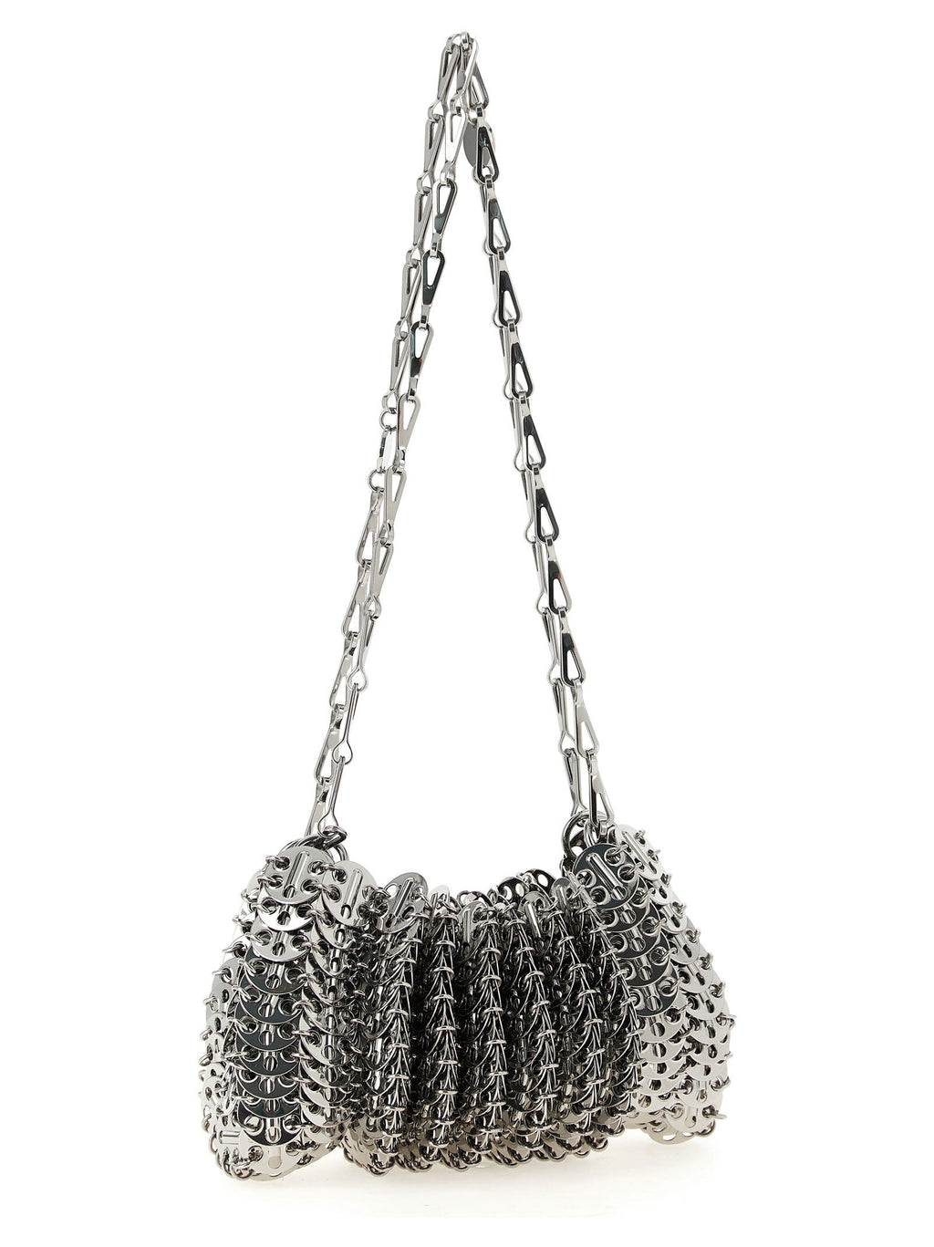 Schultertasche aus silbernem Edelstahl Paco Rabanne