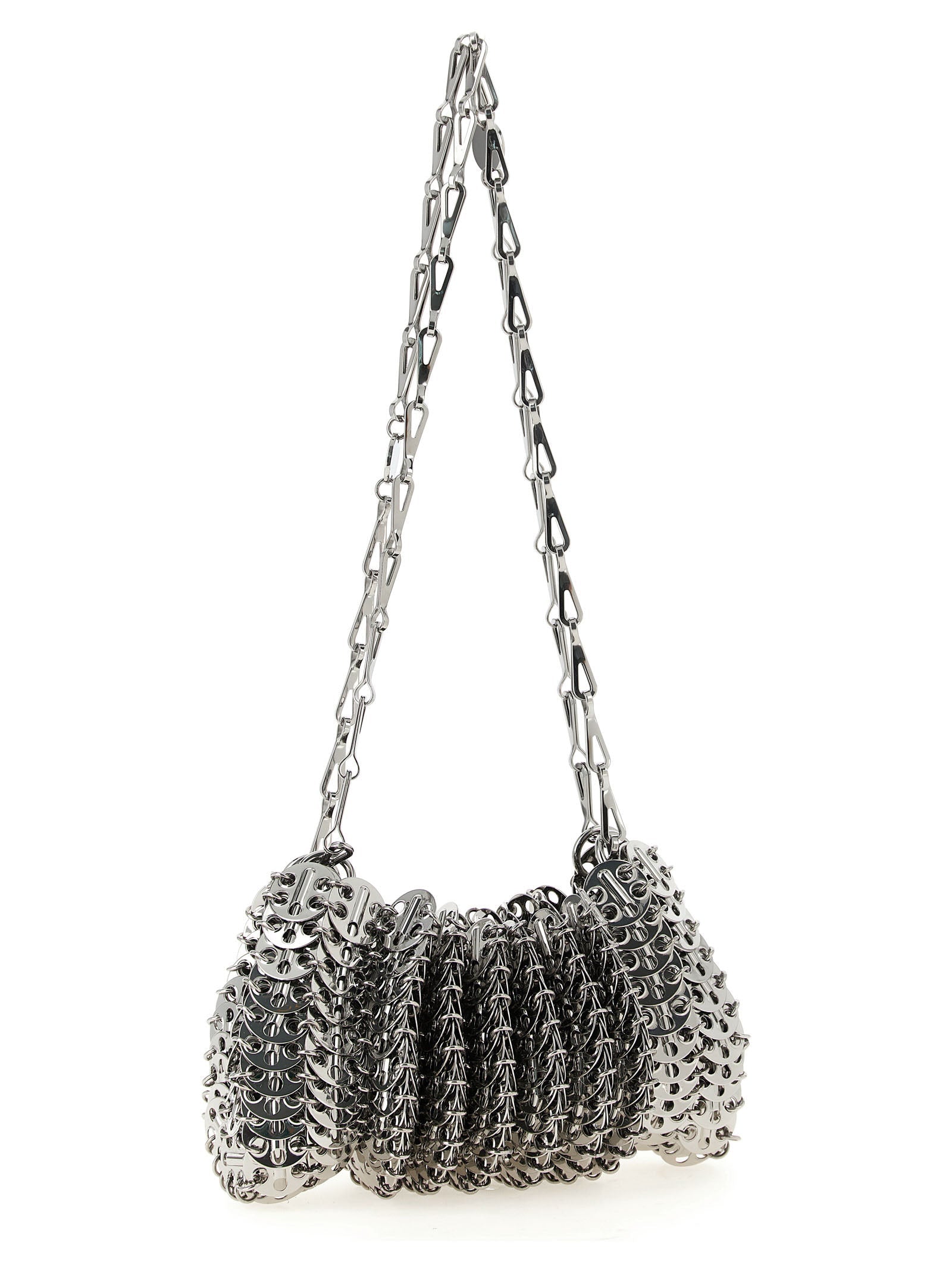 Schultertasche aus silbernem Edelstahl Paco Rabanne