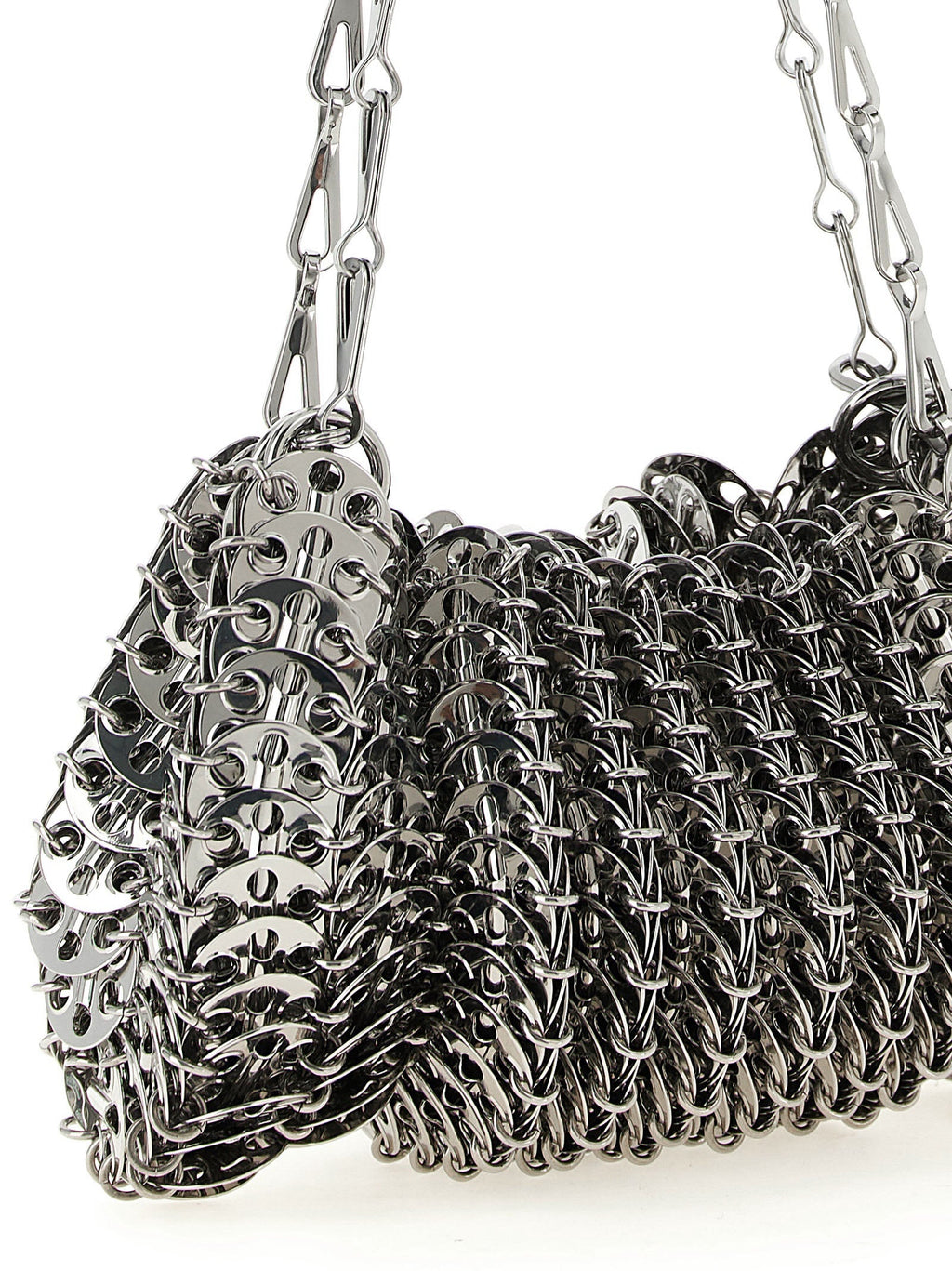 Schultertasche aus silbernem Edelstahl Paco Rabanne