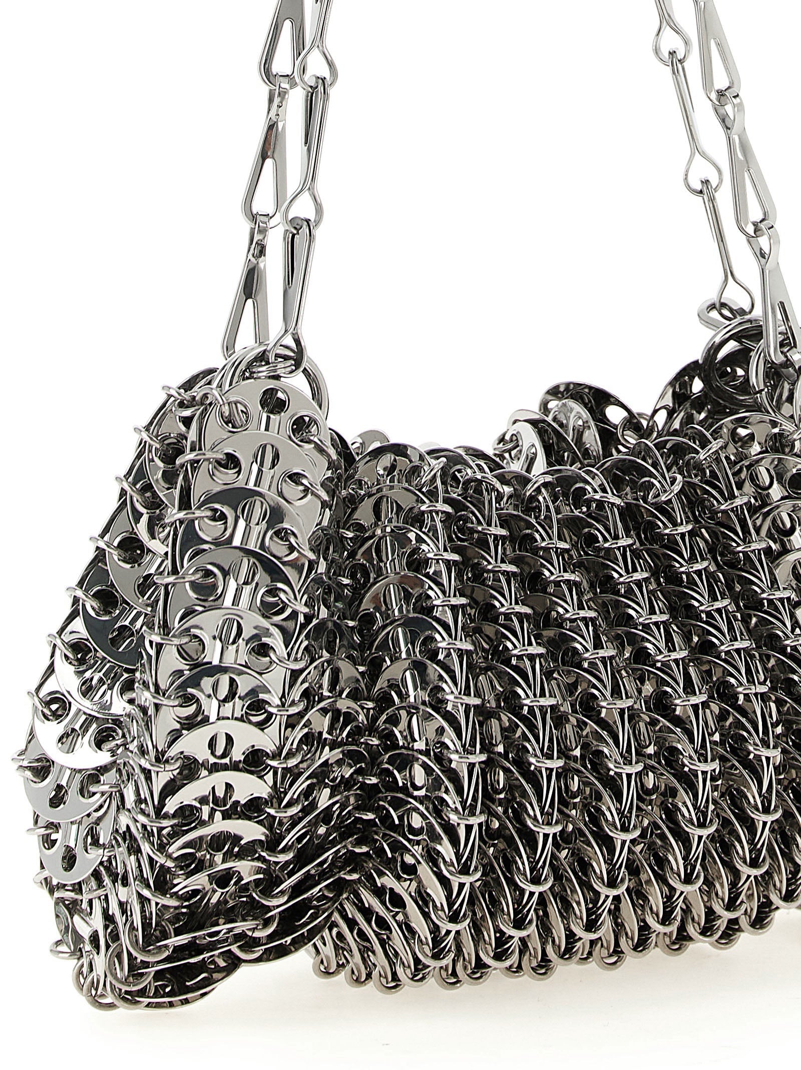 Schultertasche aus silbernem Edelstahl Paco Rabanne