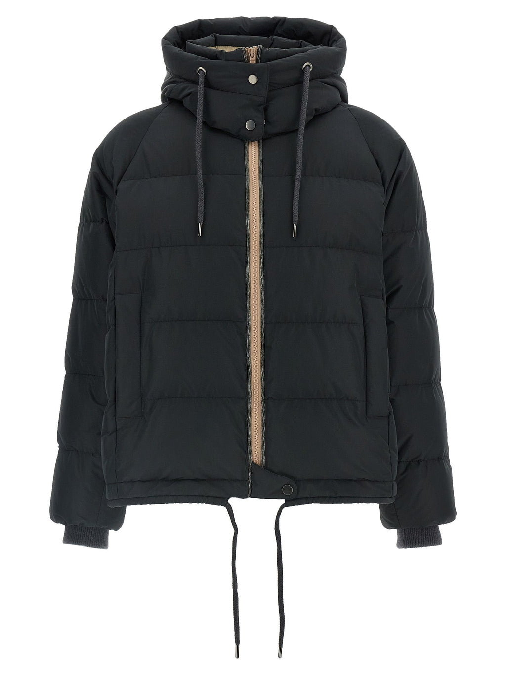 Schwarze Baumwoll-Shell-Jacke Brunello Cucinelli