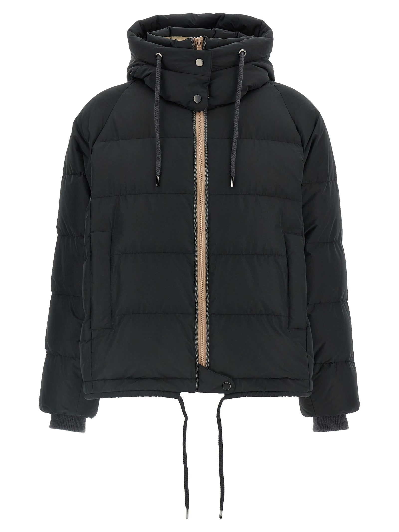 Schwarze Baumwoll-Shell-Jacke Brunello Cucinelli