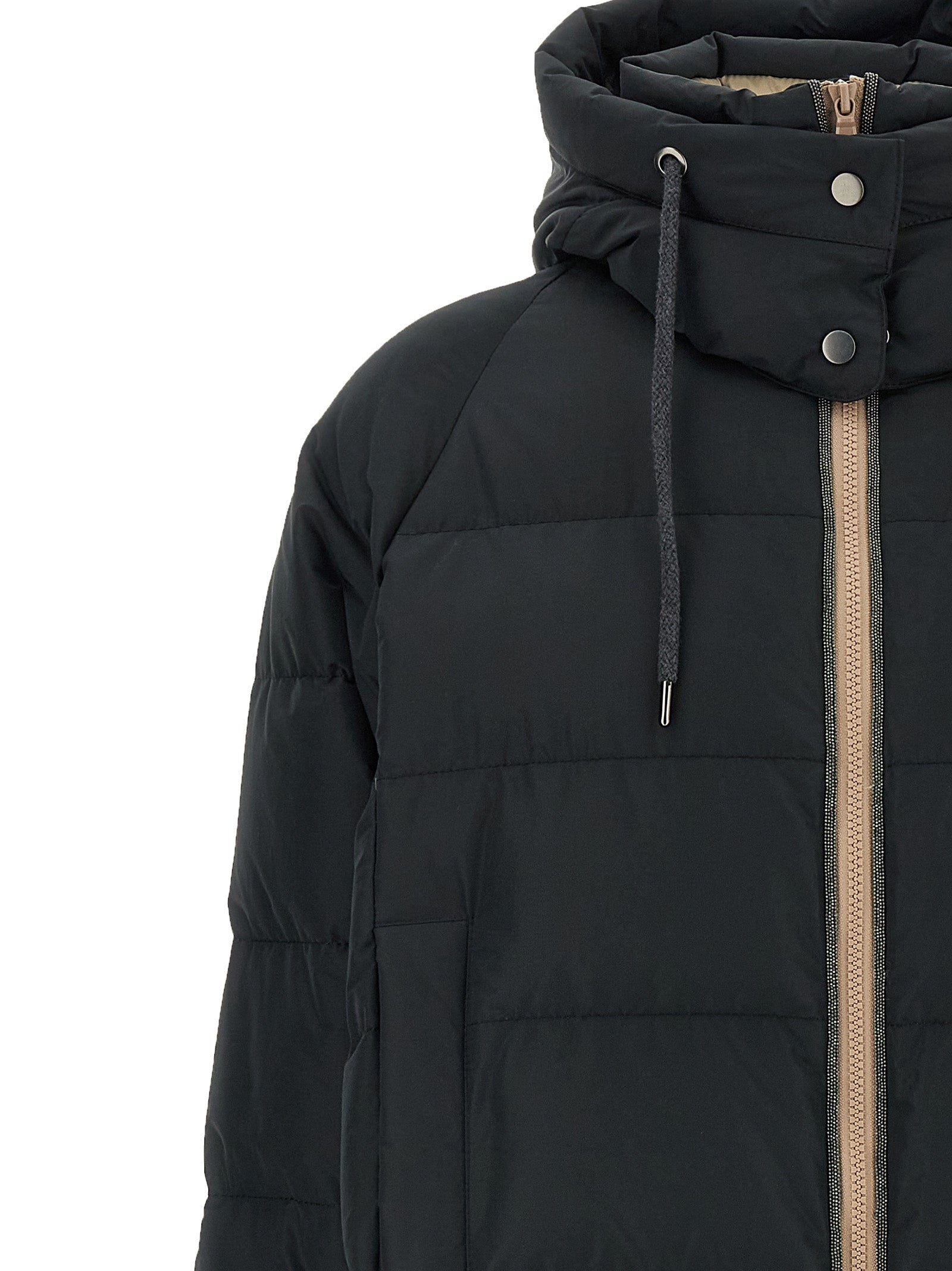 Schwarze Baumwoll-Shell-Jacke Brunello Cucinelli
