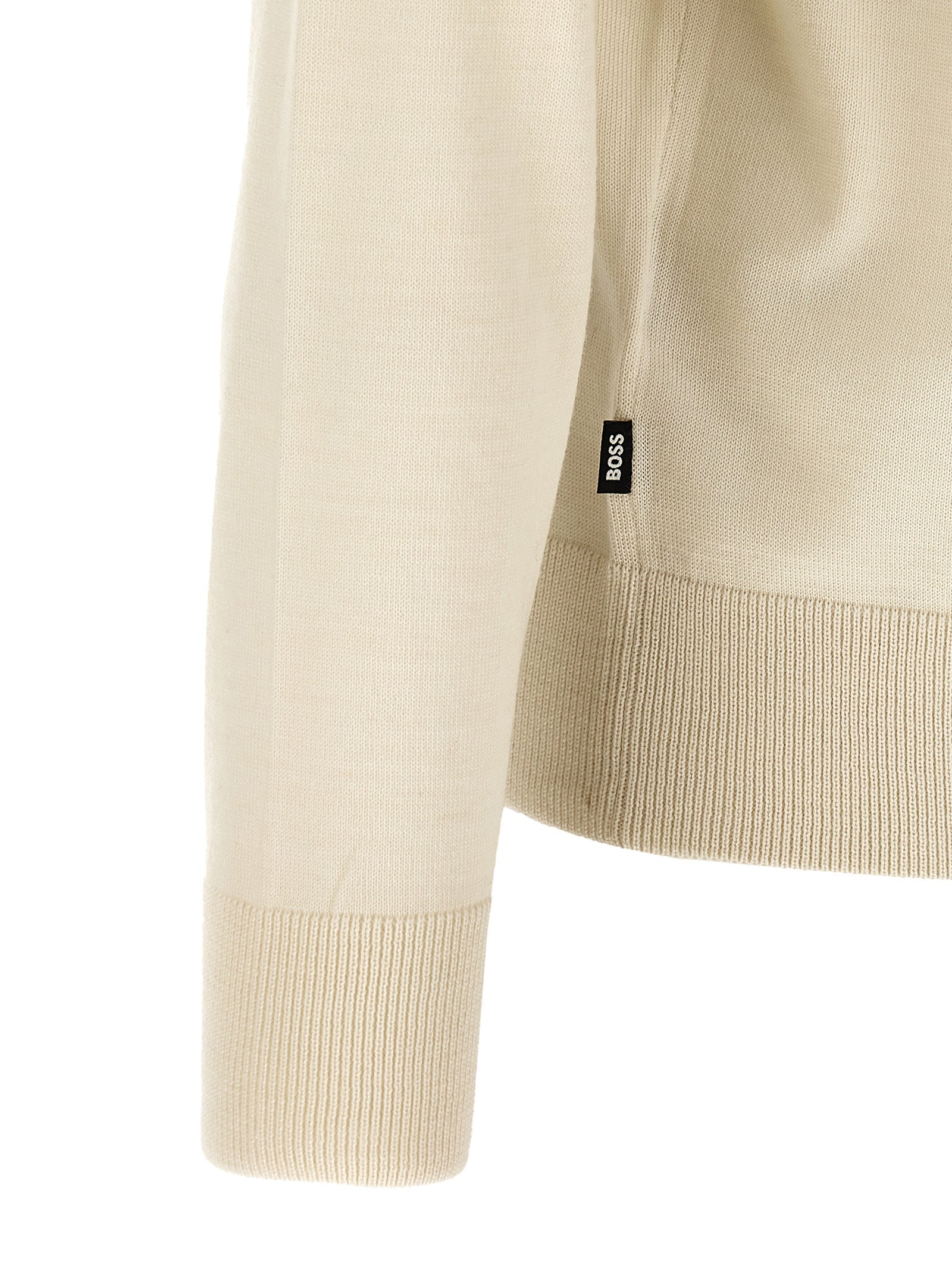 Beige Virgin Wool Cardigan Hugo Boss